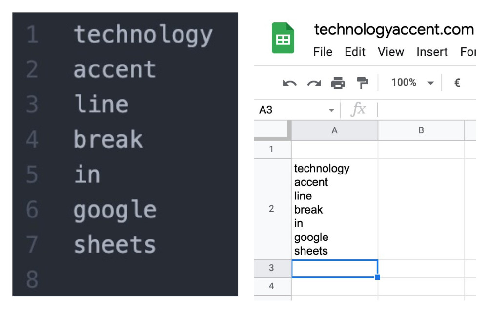 Pasting a multi line text into a single cell in google sheets
