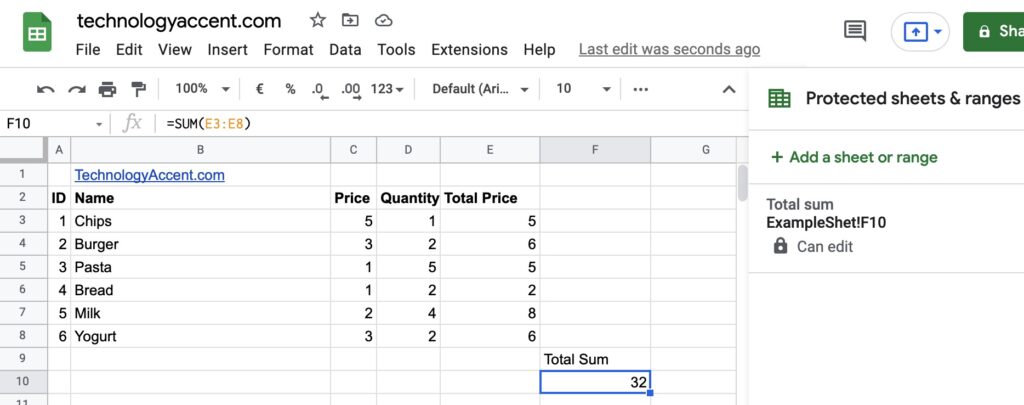 google sheets lock rule in protected sheets and ranges
