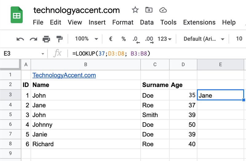 searching for 37 with lookup gives the right result