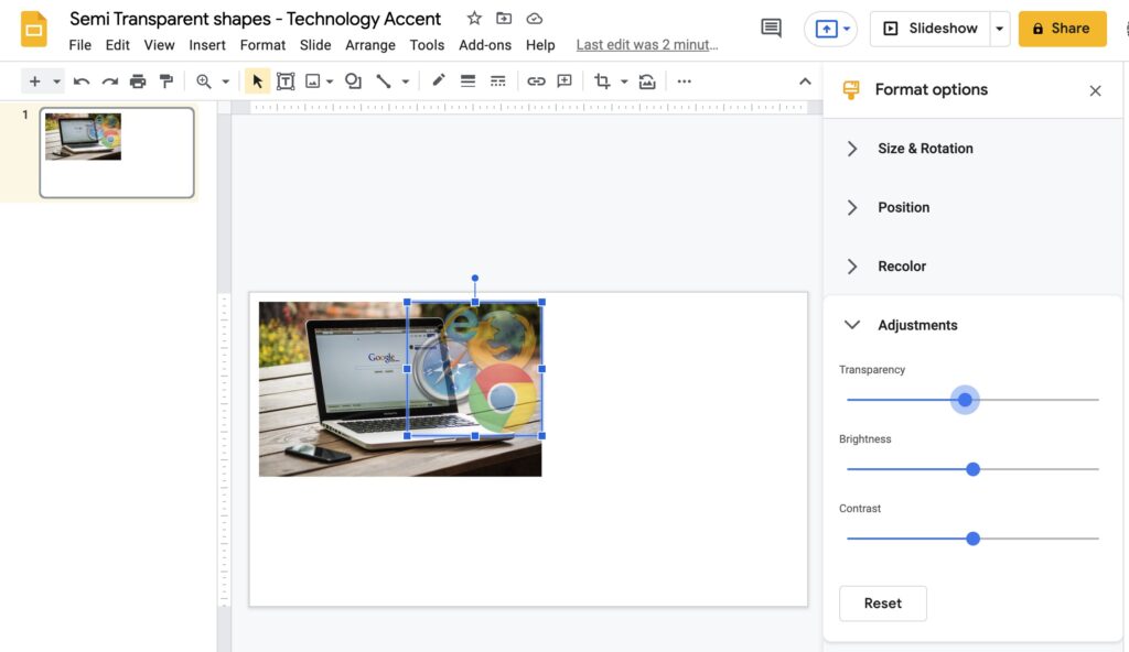 Semi Transparent Image Google Slides