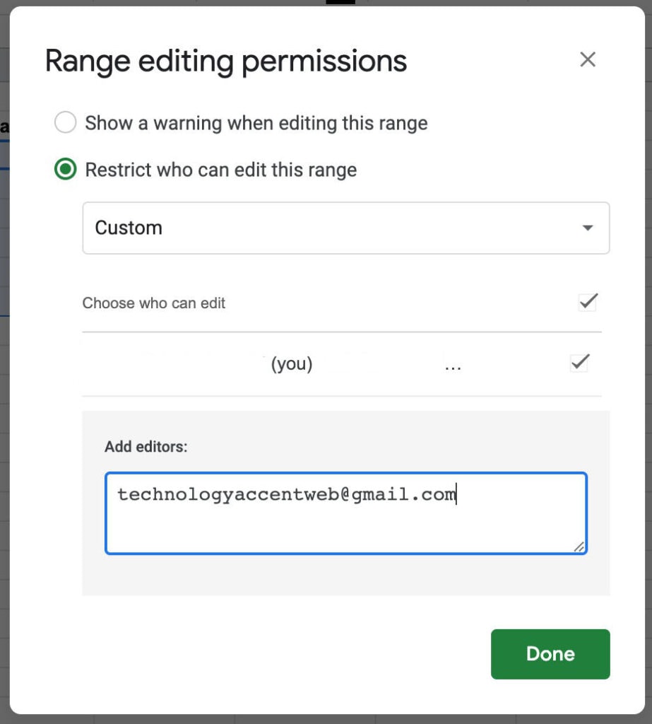 custom restrictions on google sheets