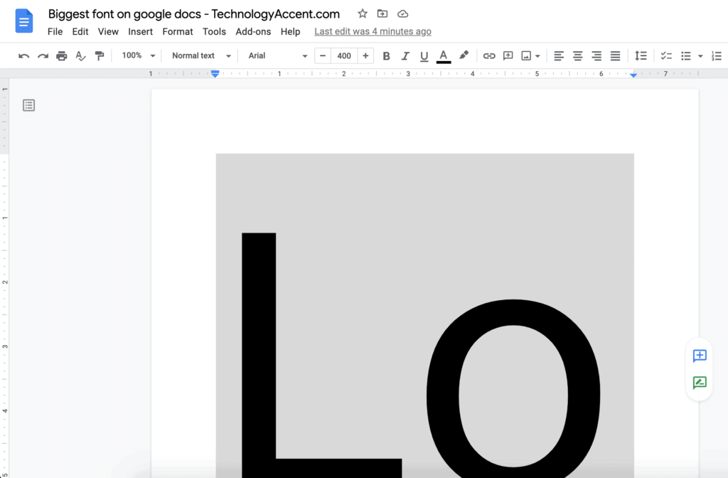 Biggest Font Size Google Docs