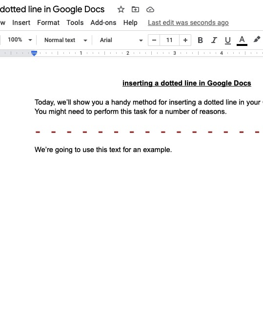 Dotted Line Google Docs Final Result