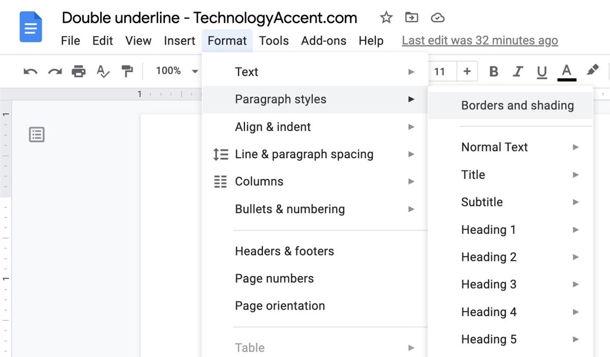 How to double underline in Google Docs - Technology Accent