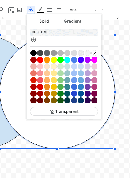 Google Docs Drawing Fill Color Options