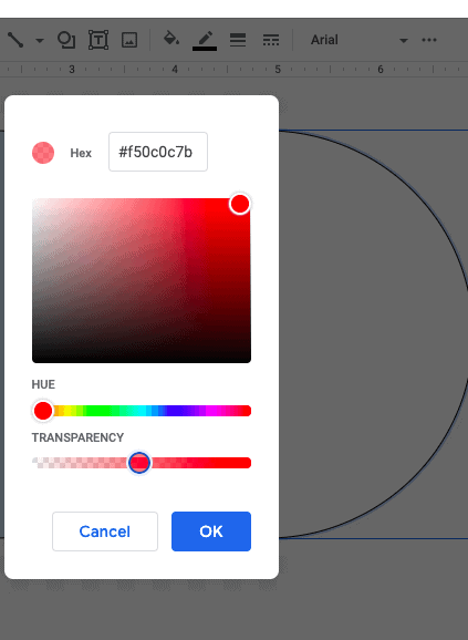 Google Docs Drawings custom Fill Color Dialog