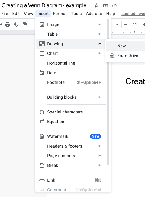 Google Docs Insert Drawing New Menu