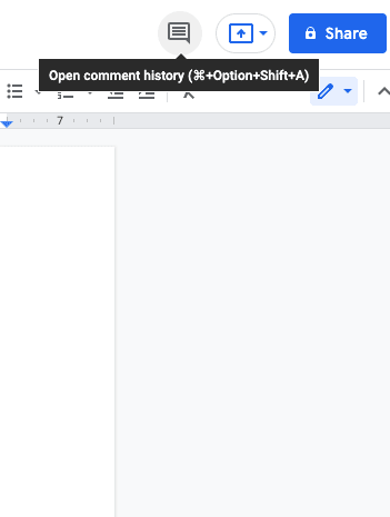 Google Docs Open Comment History