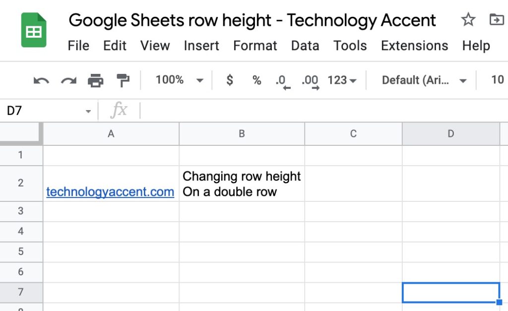 Google Sheet Row Height Resized