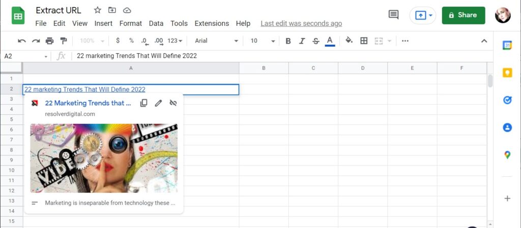 Google Sheets Extract Url By Copying