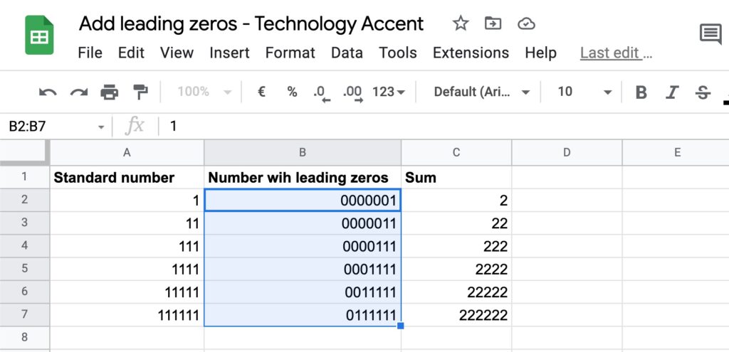 Google Sheets Leading Zeros Custom Format
