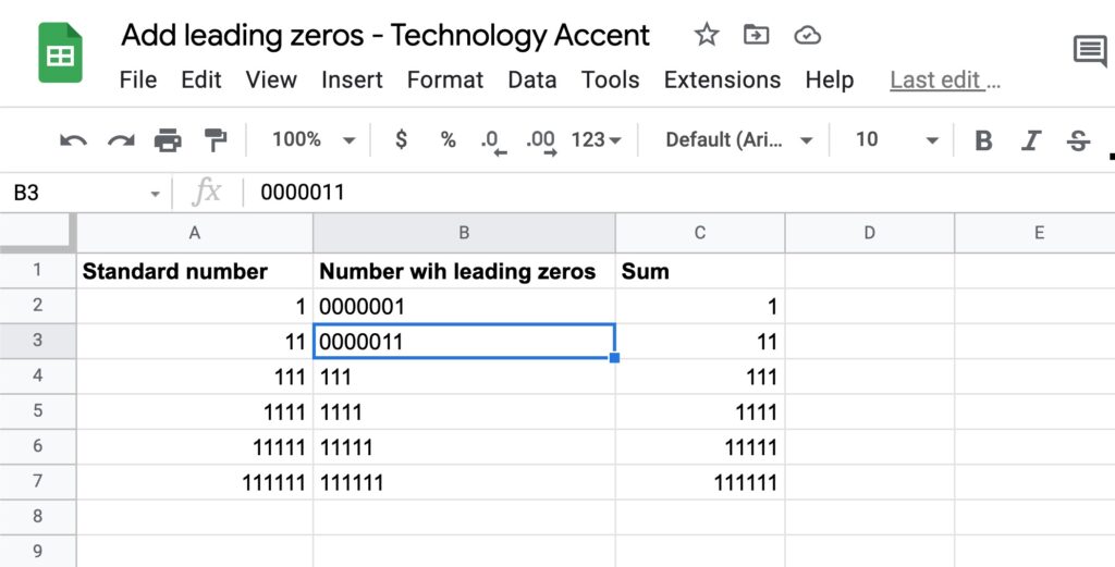 Google Sheets Leading Zeros Plain Text