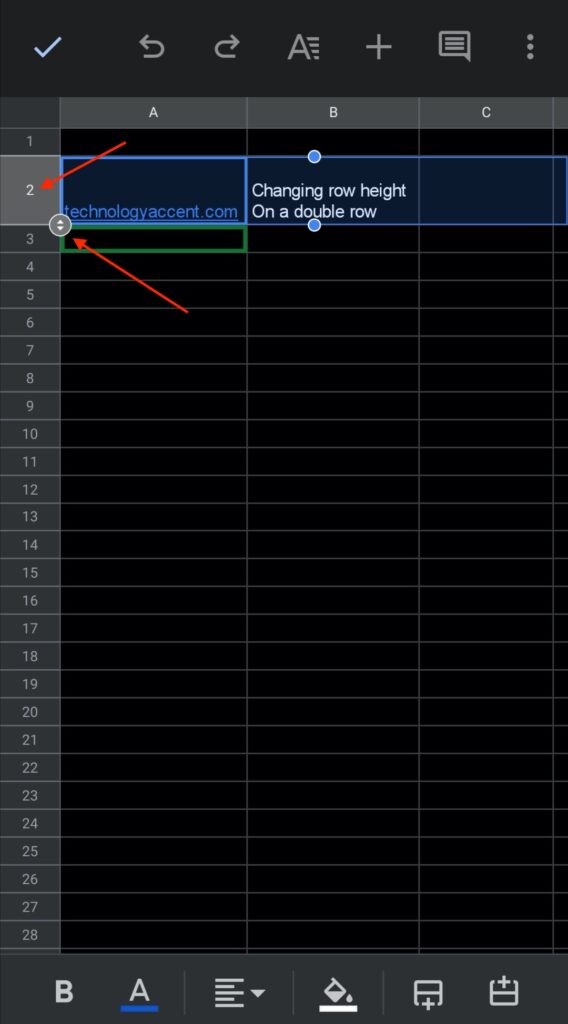 Google Sheets Row Height Android