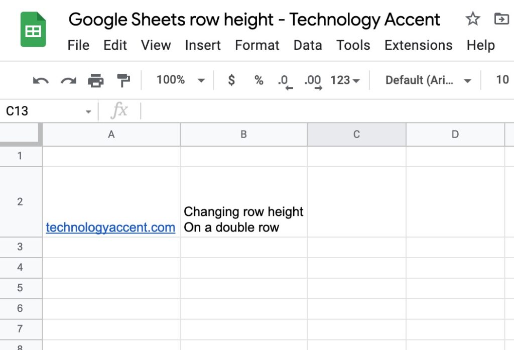 Google Sheets Row Height Sample File