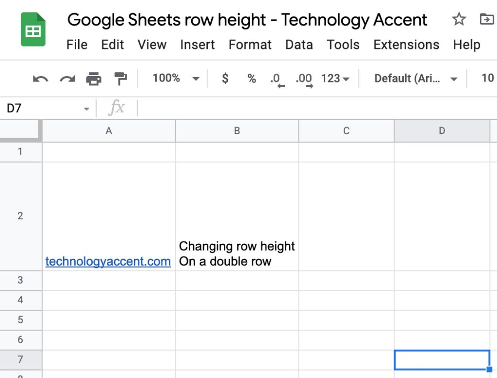 Google Shets Row Height Larger