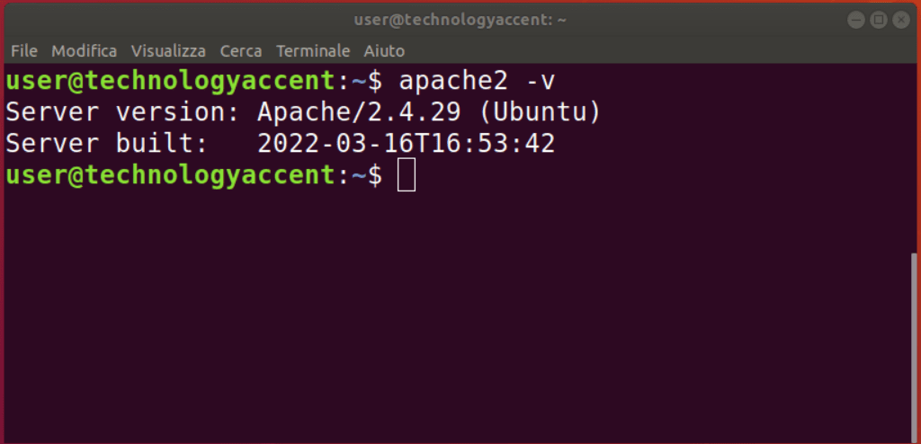 Apache2 V Version Command Output