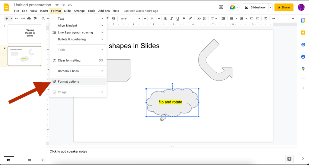 Format Options Menu Google Slides