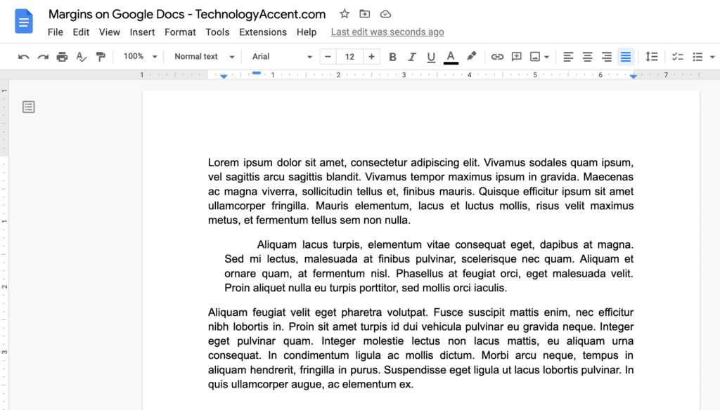 Google Docs Paragraph Margin