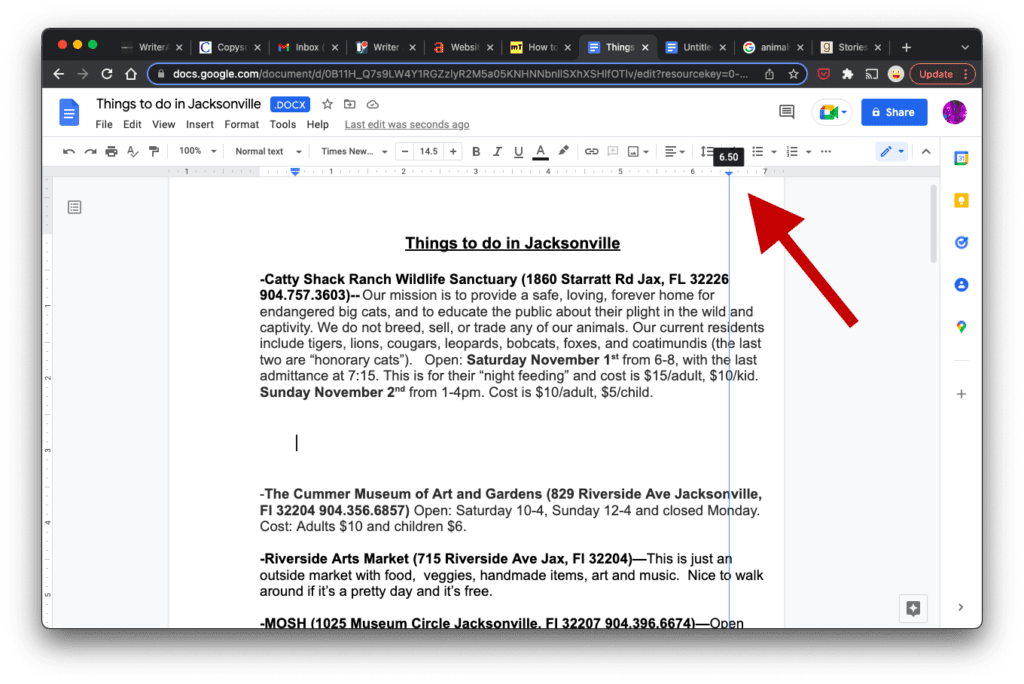 Google Docs Paragraph Right Indent