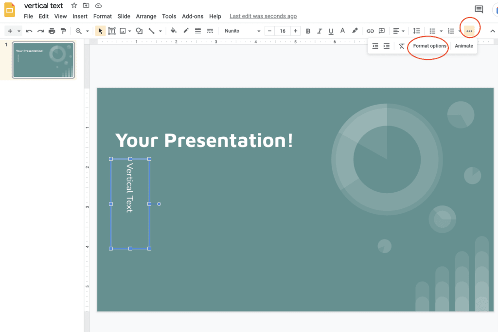 Google Slides Text Box Format Options Menu