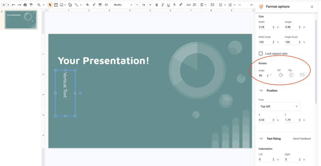 Google Slides Text Box Format Options Rotate