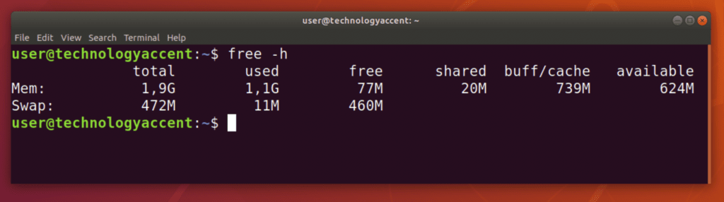 Linux free -h Output